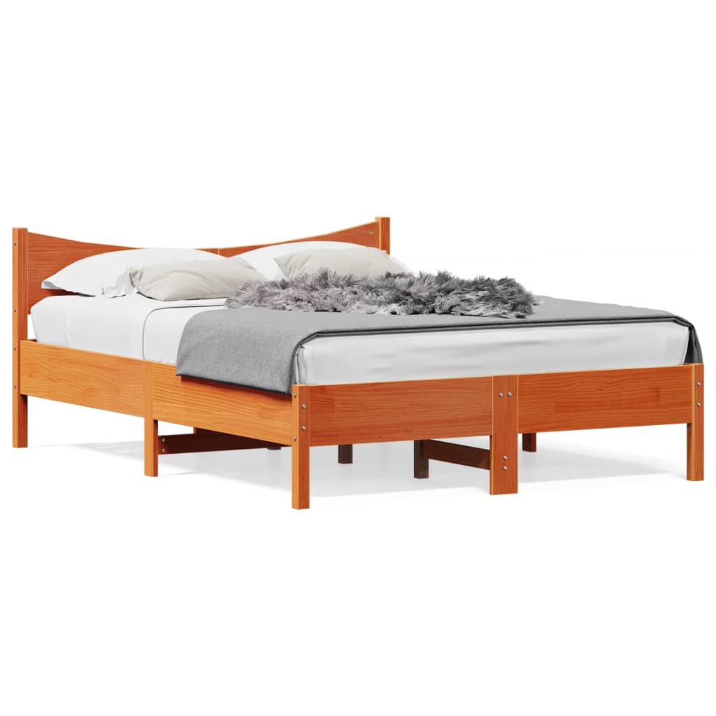 Letto senza Materasso Marrone Cera 135x190 cm in Legno di Pino - homemem39