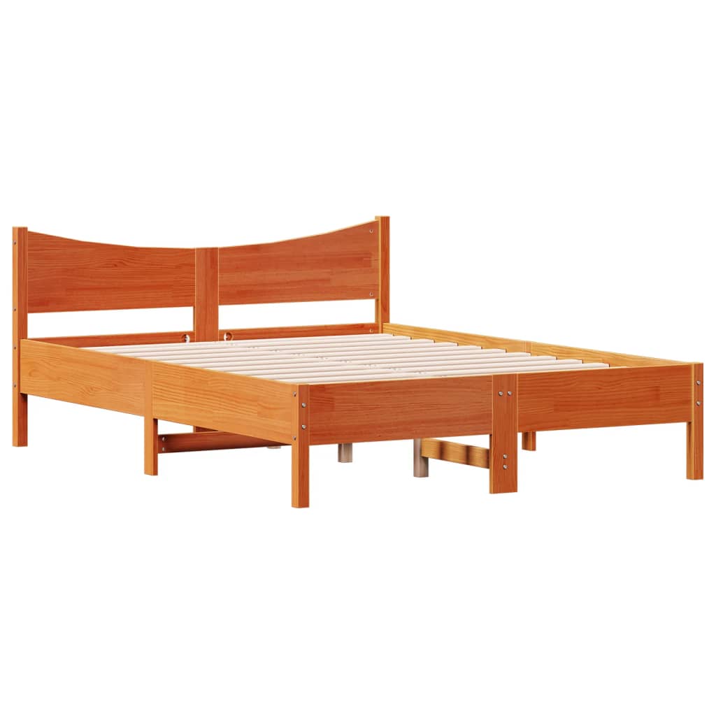 Letto senza Materasso Marrone Cera 135x190 cm in Legno di Pino | homemem39