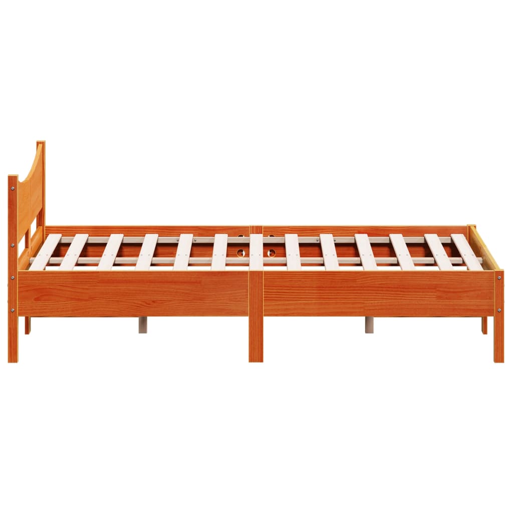 Letto senza Materasso Marrone Cera 135x190 cm in Legno di Pino | homemem39