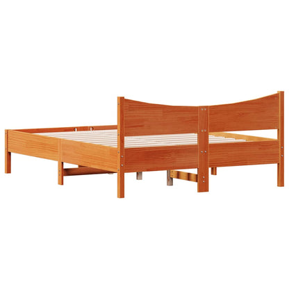 Letto senza Materasso Marrone Cera 135x190 cm in Legno di Pino - homemem39