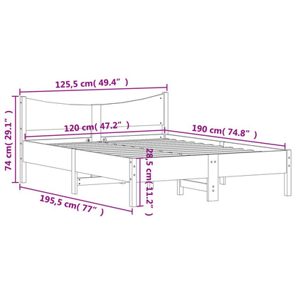 Letto senza Materasso Marrone Cera 120x190 cm in Legno di Pino | homemem39