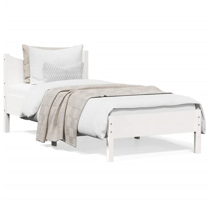 Letto senza Materasso Bianco 90x190 cm in Legno Massello Pino