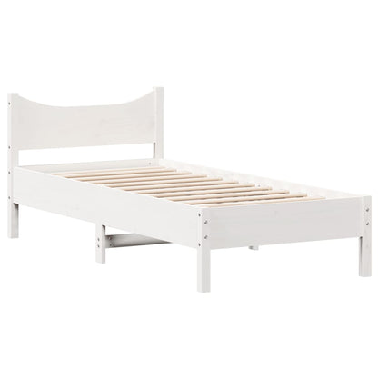 Letto senza Materasso Bianco 90x190 cm in Legno Massello Pino