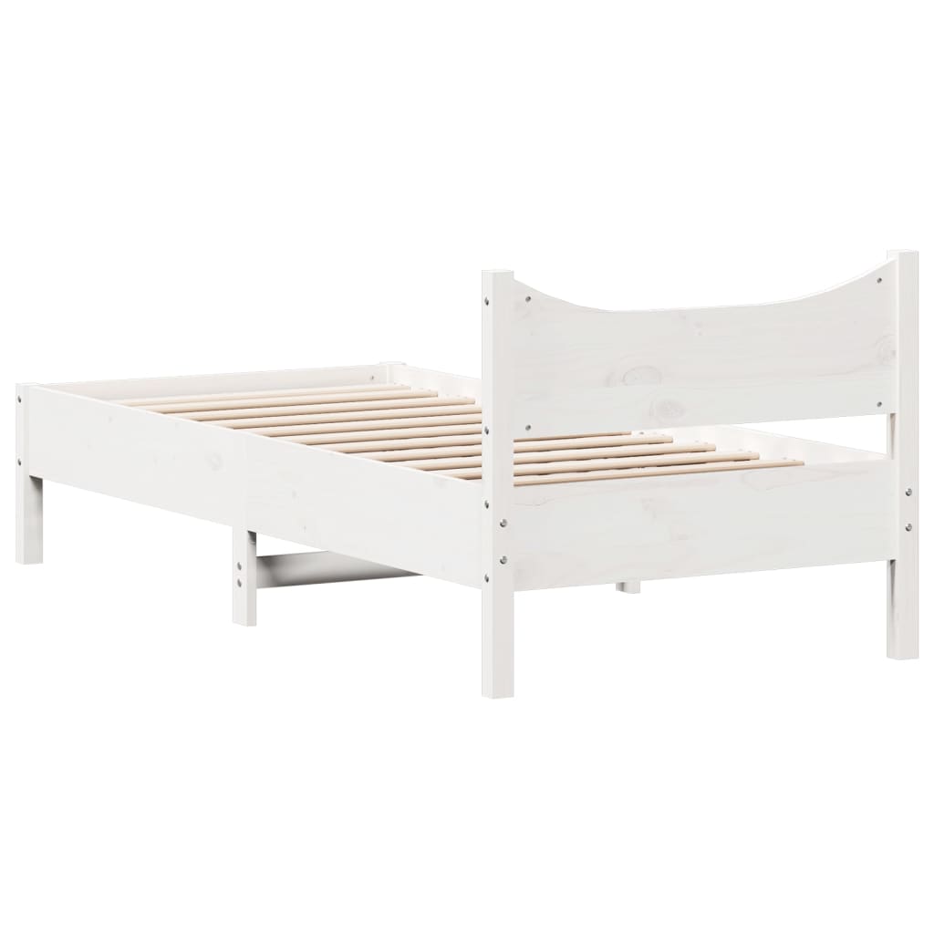 Letto senza Materasso Bianco 90x190 cm in Legno Massello Pino