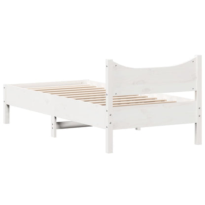 Letto senza Materasso Bianco 90x190 cm in Legno Massello Pino