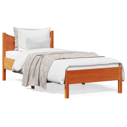 Letto senza Materasso Marrone Cera 90x190 cm in Legno di Pino | homemem39