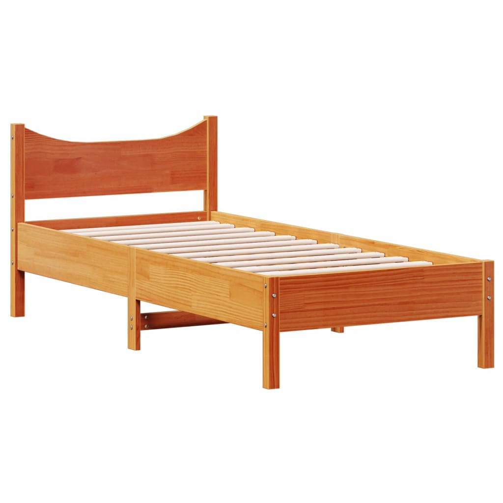 Letto senza Materasso Marrone Cera 90x190 cm in Legno di Pino | homemem39
