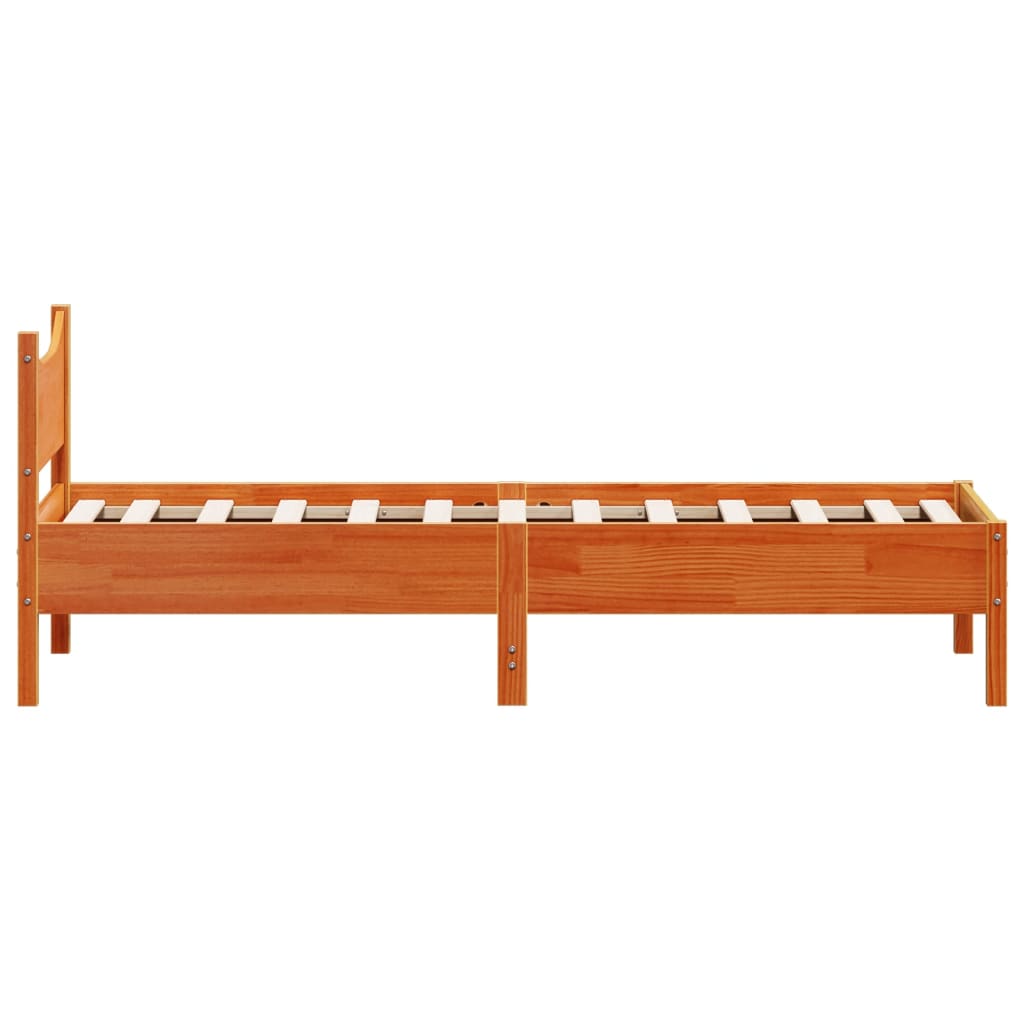 Letto senza Materasso Marrone Cera 90x190 cm in Legno di Pino | homemem39