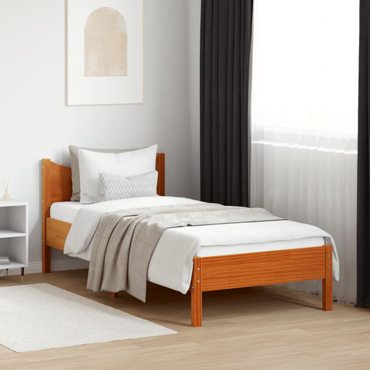 Letto senza Materasso Marrone Cera 90x190 cm in Legno di Pino | homemem39