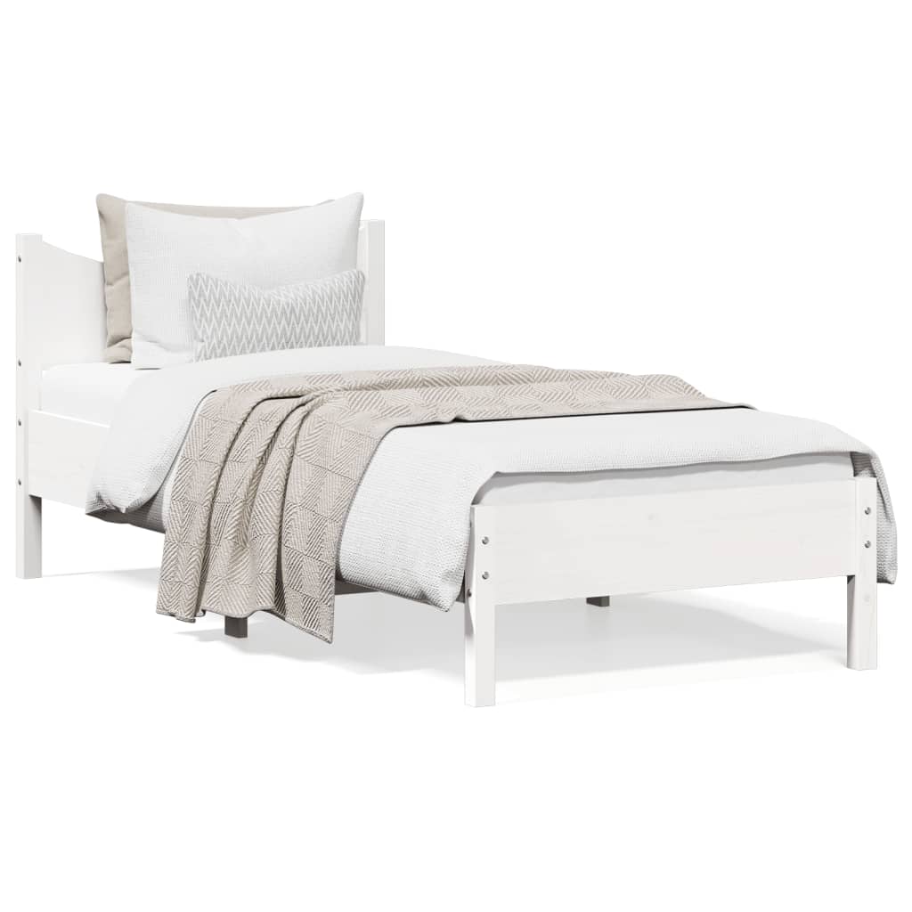 Letto senza Materasso Bianco 75x190 in Legno Massello di Pino | homemem39
