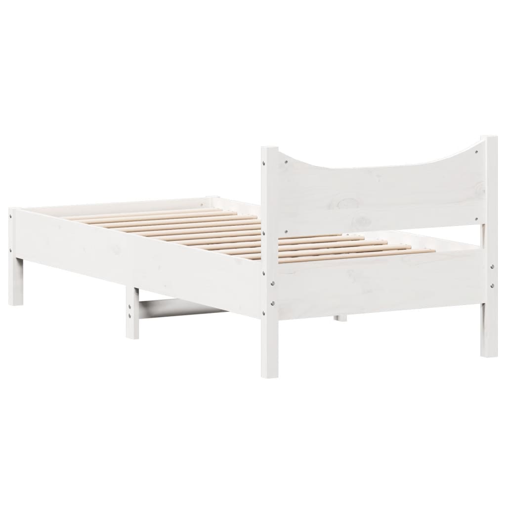 Letto senza Materasso Bianco 75x190 in Legno Massello di Pino | homemem39