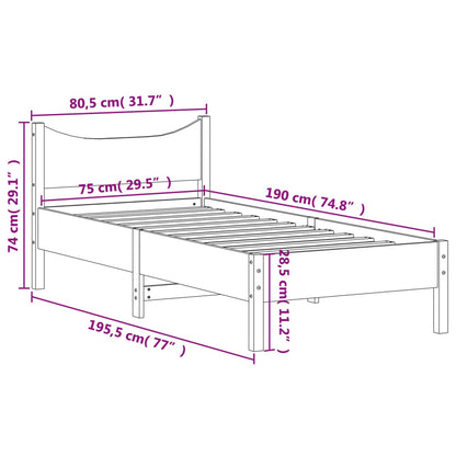 Letto senza Materasso Bianco 75x190 in Legno Massello di Pino | homemem39