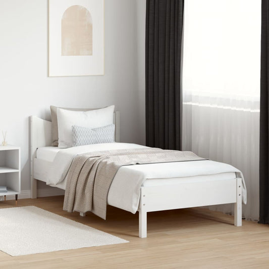 Letto senza Materasso Bianco 75x190 in Legno Massello di Pino | homemem39
