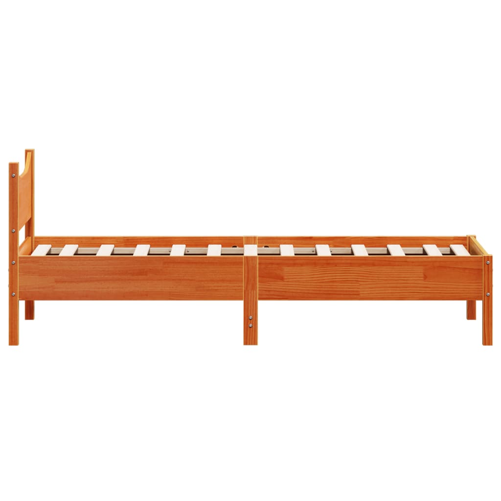 Letto senza Materasso Marrone Cera 75x190 cm in Legno di Pino | homemem39