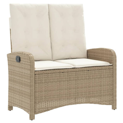 Panca Reclinabile da Giardino con Cuscini Beige in Polyrattan - homemem39