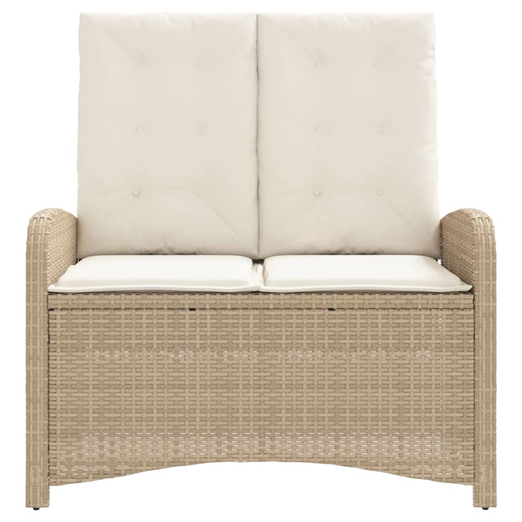 Panca Reclinabile da Giardino con Cuscini Beige in Polyrattan - homemem39