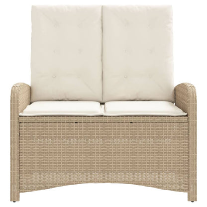 Panca Reclinabile da Giardino con Cuscini Beige in Polyrattan - homemem39