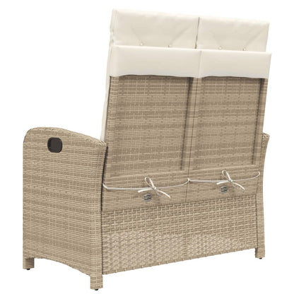 Panca Reclinabile da Giardino con Cuscini Beige in Polyrattan - homemem39
