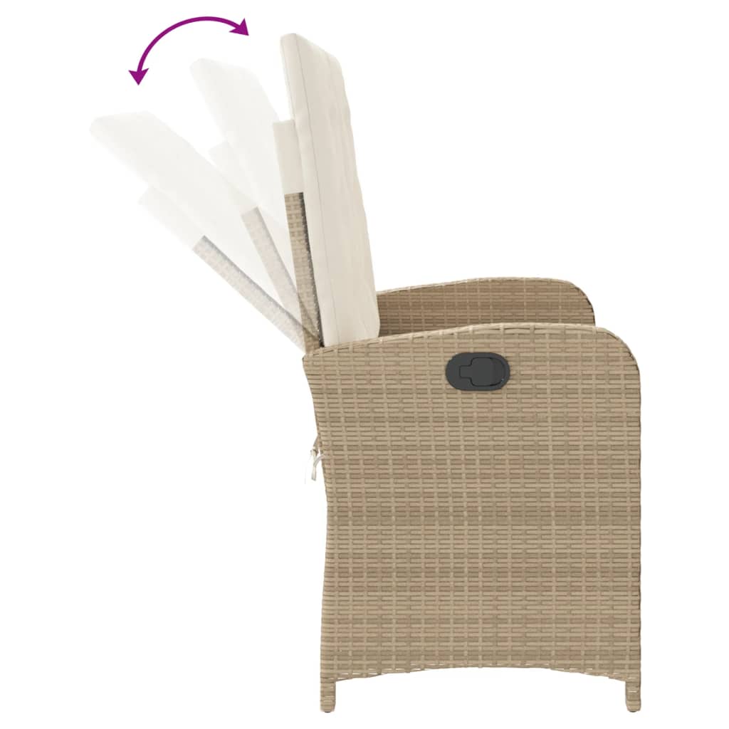 Panca Reclinabile da Giardino con Cuscini Beige in Polyrattan - homemem39