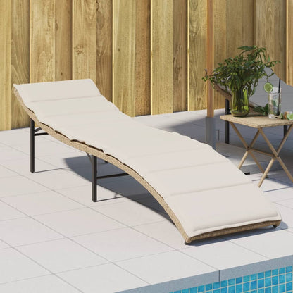 Lettino Prendisole con Cuscino Beige 55x199x50 cm in Polyrattan - homemem39