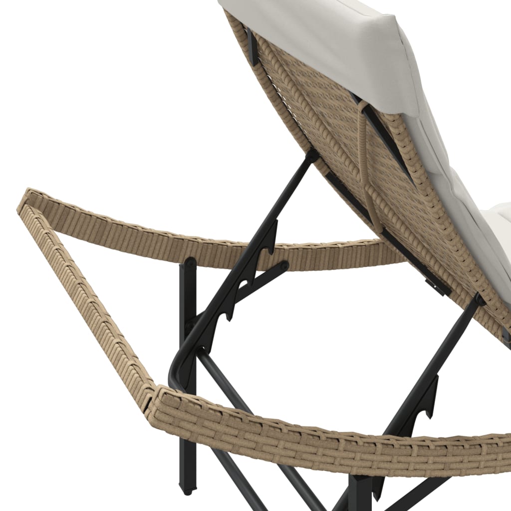 Lettini Prendisole 2 pz con Tavolino Beige in Polyrattan - homemem39