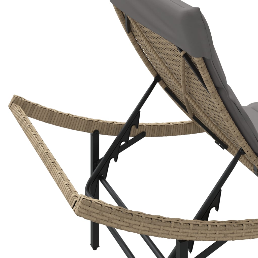 Lettini Prendisole 2 pz con Tavolino Beige in Polyrattan - homemem39