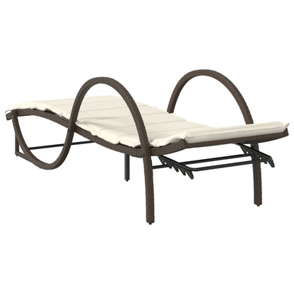 Lettino Prendisole con Cuscino Marrone 60x199x42 cm Polyrattan - homemem39