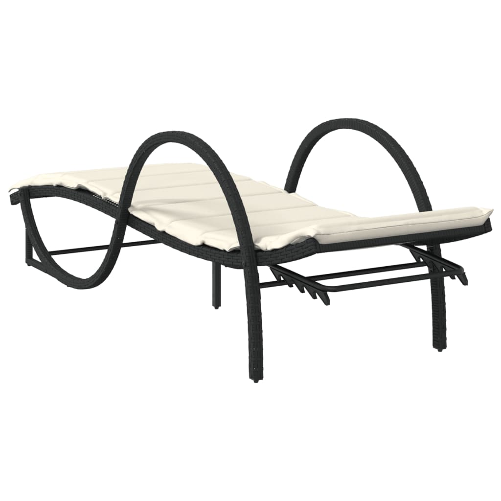 Lettini Prendisole 2 pz con Tavolino Nero in Polyrattan - homemem39