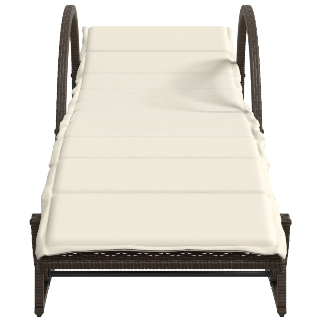 Lettini Prendisole 2 pz con Tavolino Marrone in Polyrattan - homemem39