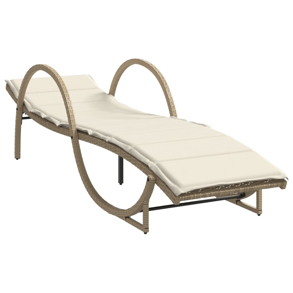 Lettini Prendisole 2 pz con Tavolino Beige in Polyrattan - homemem39