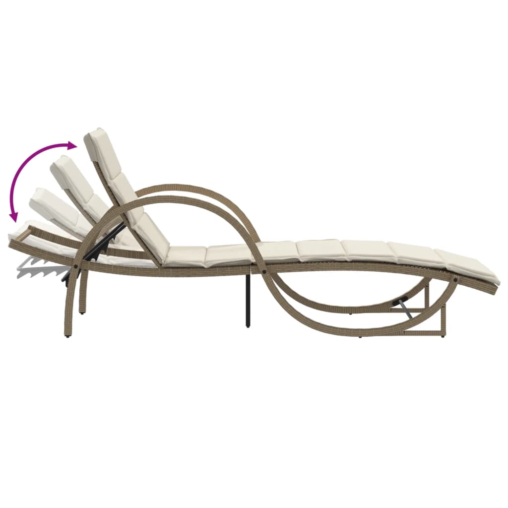 Lettini Prendisole 2 pz con Tavolino Beige in Polyrattan - homemem39