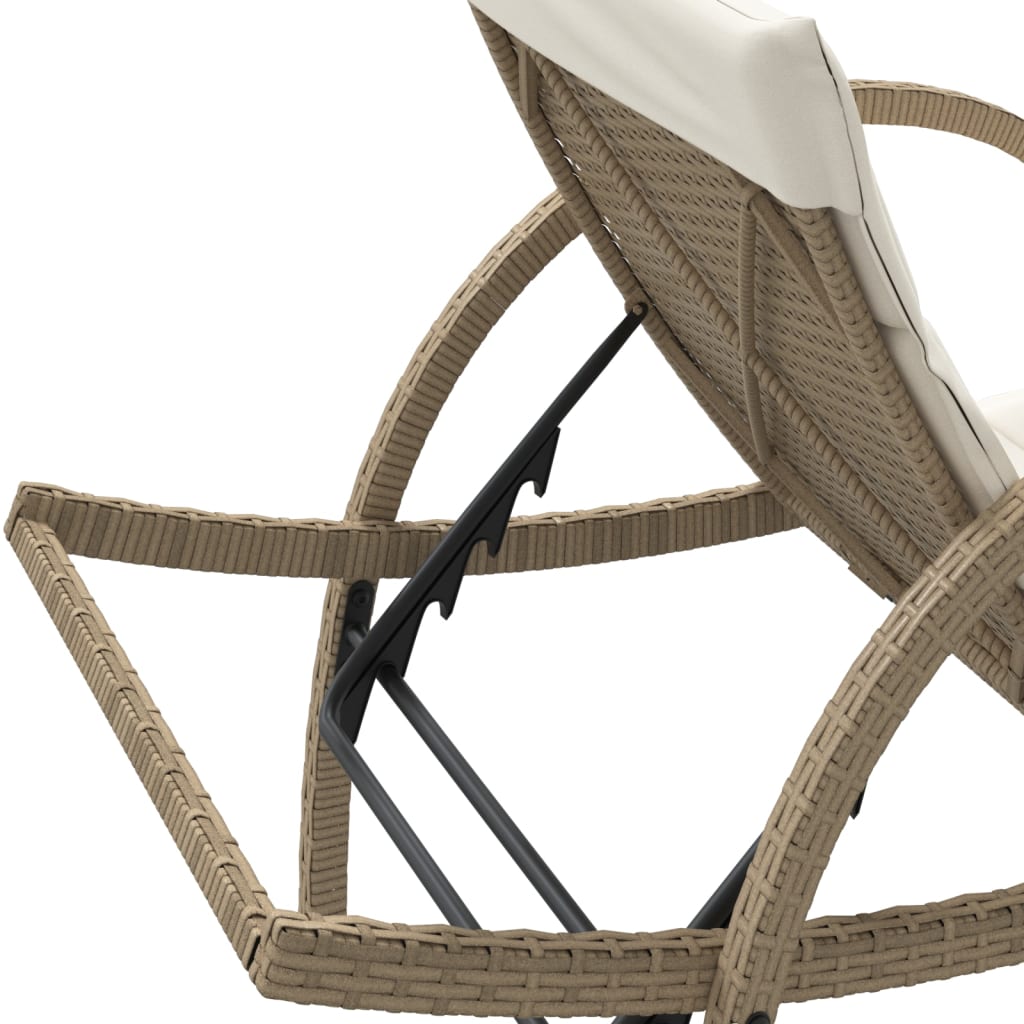 Lettini Prendisole 2 pz con Tavolino Beige in Polyrattan - homemem39