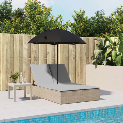 Lettino Prendisole Doppio Cuscini e Parasole Beige Polyrattan - homemem39