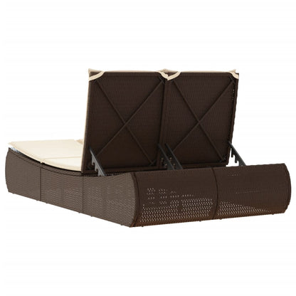Lettino Prendisole con Cuscini Marrone in Polyrattan - homemem39