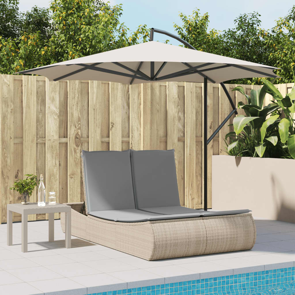Lettino Prendisole con Cuscini Beige in Polyrattan - homemem39