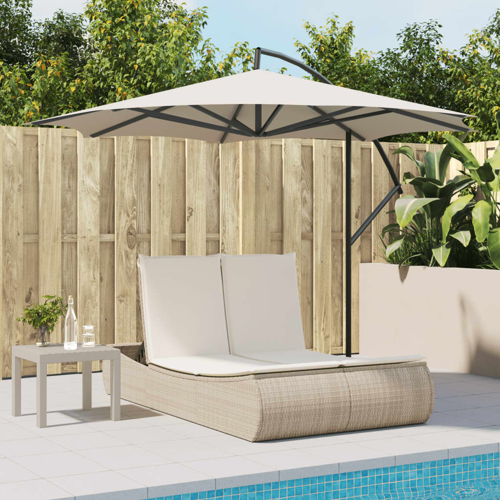 Lettino Prendisole con Cuscini Beige in Polyrattan - homemem39