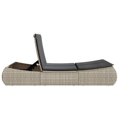 Lettino Prendisole Doppio con Cuscini Grigio Chiaro Polyrattan - homemem39