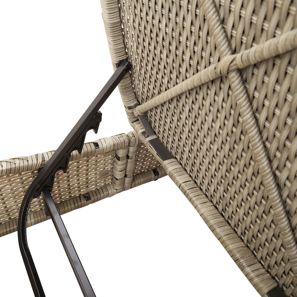 Lettino Prendisole Doppio con Cuscini Grigio Chiaro Polyrattan - homemem39