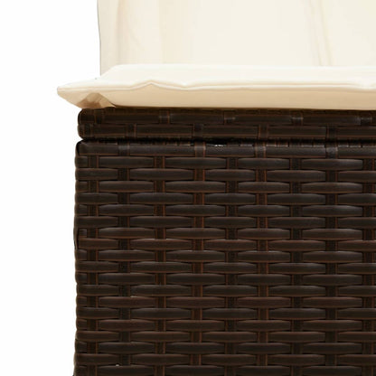 Lettino Prendisole con Tetto e Tende Marrone in Polyrattan - homemem39