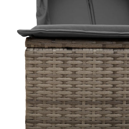 Lettino Prendisole Doppio Tetto e Tende Grigio in Polyrattan - homemem39