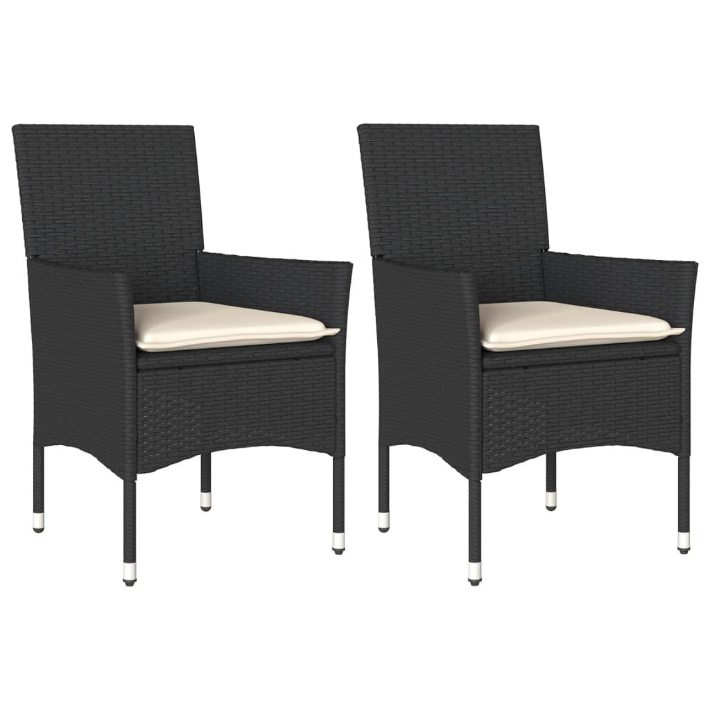 Sedie da Giardino con Cuscini 2 pz Nere in Polyrattan | homemem39