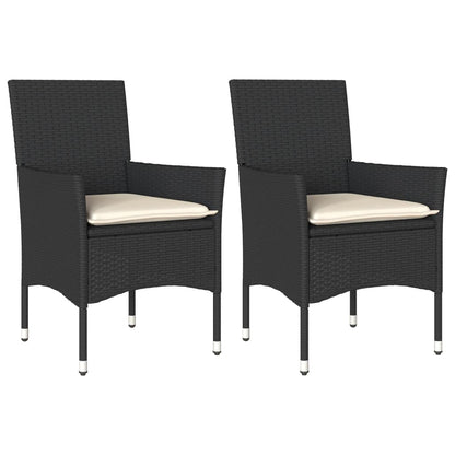 Sedie da Giardino con Cuscini 2 pz Nere in Polyrattan | homemem39