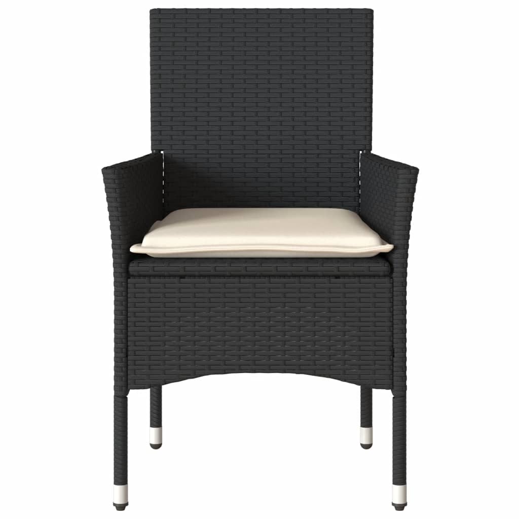Sedie da Giardino con Cuscini 2 pz Nere in Polyrattan | homemem39