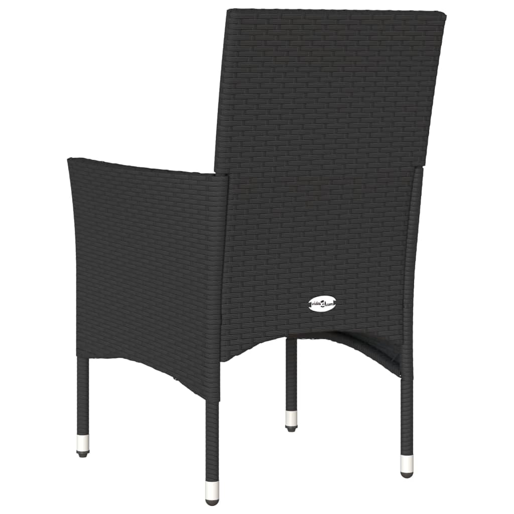 Sedie da Giardino con Cuscini 2 pz Nere in Polyrattan | homemem39