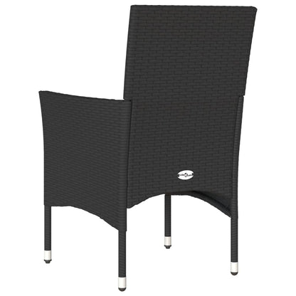Sedie da Giardino con Cuscini 2 pz Nere in Polyrattan | homemem39
