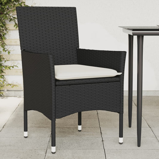 Sedie da Giardino con Cuscini 2 pz Nere in Polyrattan - homemem39