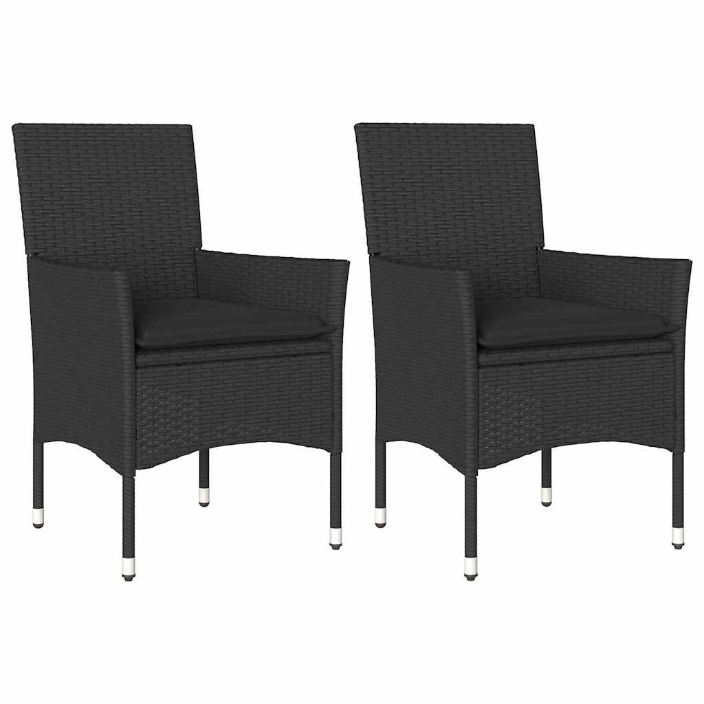 Sedie da Giardino con Cuscini 2 pz Nere in Polyrattan | homemem39