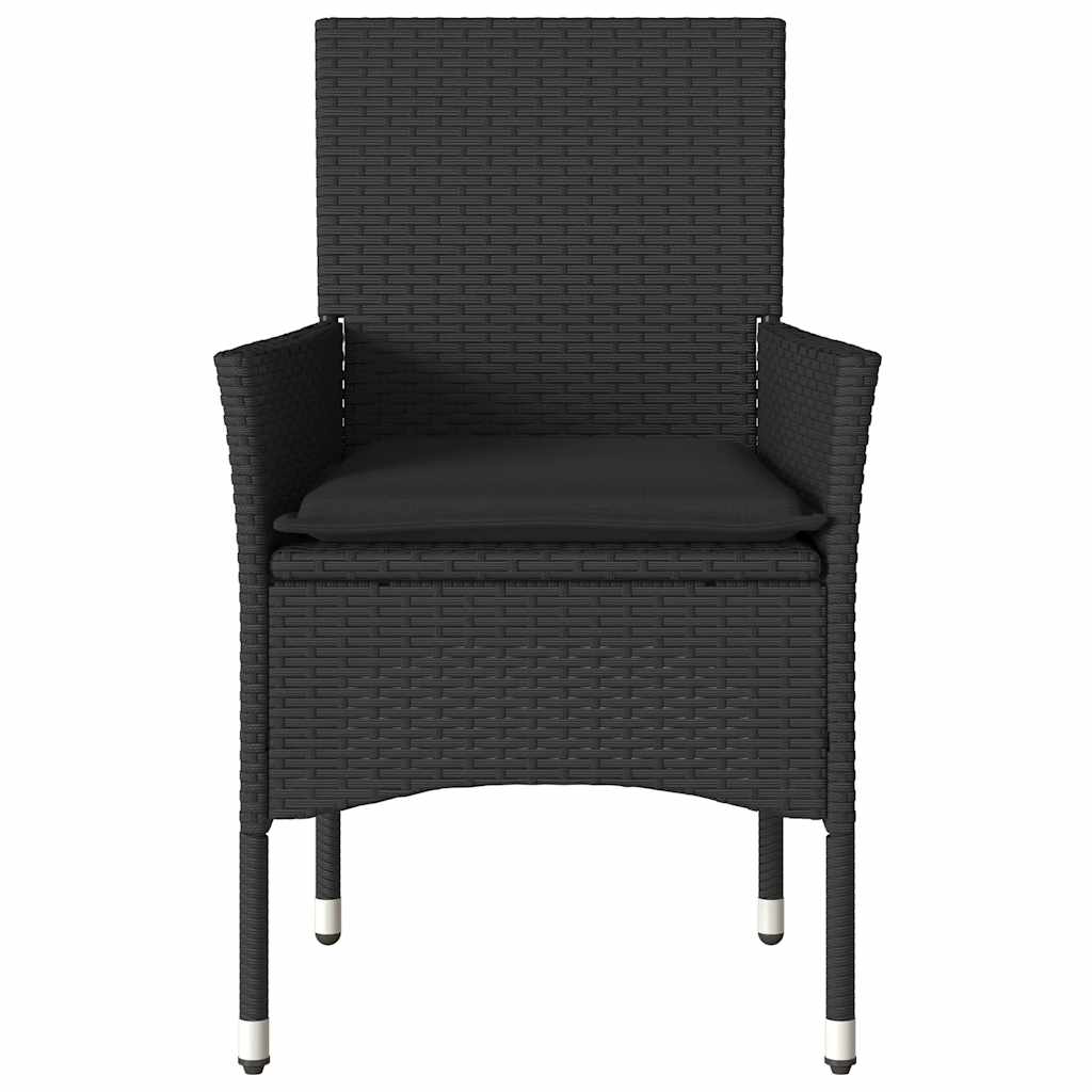 Sedie da Giardino con Cuscini 2 pz Nere in Polyrattan | homemem39