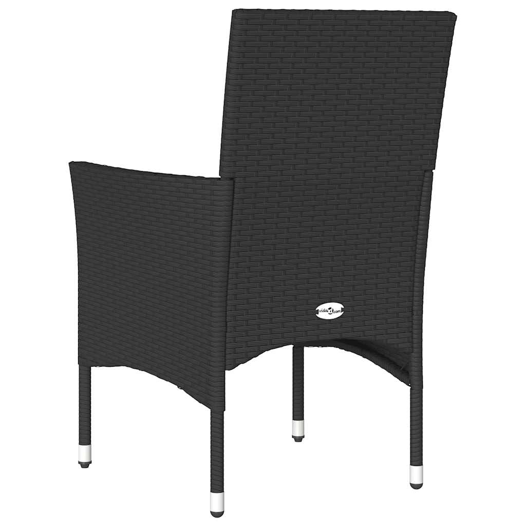 Sedie da Giardino con Cuscini 2 pz Nere in Polyrattan | homemem39