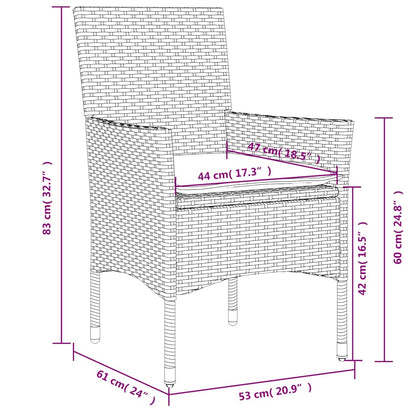 Sedie da Giardino con Cuscini 2 pz Nere in Polyrattan | homemem39